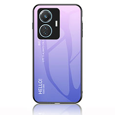 Coque Rebord Contour Silicone et Vitre Miroir Housse Etui Degrade Arc en Ciel LS1 pour Vivo T1 4G Violet Clair