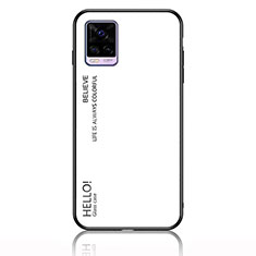 Coque Rebord Contour Silicone et Vitre Miroir Housse Etui Degrade Arc en Ciel LS1 pour Vivo V20 (2021) Blanc