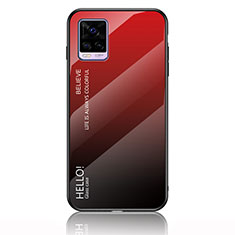 Coque Rebord Contour Silicone et Vitre Miroir Housse Etui Degrade Arc en Ciel LS1 pour Vivo V20 (2021) Rouge