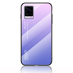 Coque Rebord Contour Silicone et Vitre Miroir Housse Etui Degrade Arc en Ciel LS1 pour Vivo V20 (2021) Violet Clair