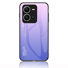 Coque Rebord Contour Silicone et Vitre Miroir Housse Etui Degrade Arc en Ciel LS1 pour Vivo V25e Violet Clair