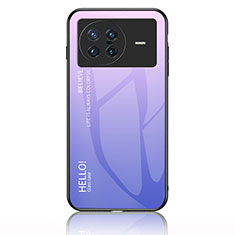 Coque Rebord Contour Silicone et Vitre Miroir Housse Etui Degrade Arc en Ciel LS1 pour Vivo X Note Violet Clair