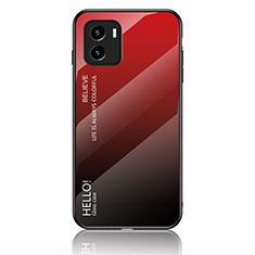 Coque Rebord Contour Silicone et Vitre Miroir Housse Etui Degrade Arc en Ciel LS1 pour Vivo Y01 Rouge