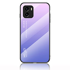 Coque Rebord Contour Silicone et Vitre Miroir Housse Etui Degrade Arc en Ciel LS1 pour Vivo Y01 Violet Clair