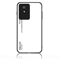 Coque Rebord Contour Silicone et Vitre Miroir Housse Etui Degrade Arc en Ciel LS1 pour Vivo Y02A Blanc