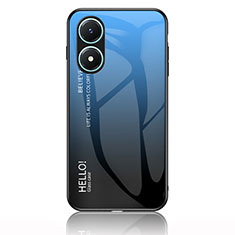 Coque Rebord Contour Silicone et Vitre Miroir Housse Etui Degrade Arc en Ciel LS1 pour Vivo Y02S Bleu