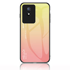 Coque Rebord Contour Silicone et Vitre Miroir Housse Etui Degrade Arc en Ciel LS1 pour Vivo Y02t Jaune