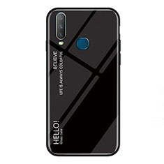 Coque Rebord Contour Silicone et Vitre Miroir Housse Etui Degrade Arc en Ciel LS1 pour Vivo Y11 Noir