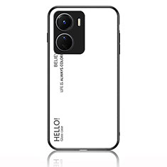 Coque Rebord Contour Silicone et Vitre Miroir Housse Etui Degrade Arc en Ciel LS1 pour Vivo Y16 Blanc