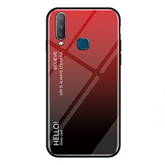 Coque Rebord Contour Silicone et Vitre Miroir Housse Etui Degrade Arc en Ciel LS1 pour Vivo Y17 Rouge