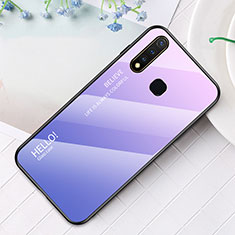 Coque Rebord Contour Silicone et Vitre Miroir Housse Etui Degrade Arc en Ciel LS1 pour Vivo Y19 Violet Clair