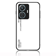 Coque Rebord Contour Silicone et Vitre Miroir Housse Etui Degrade Arc en Ciel LS1 pour Vivo Y55 4G Blanc