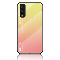 Coque Rebord Contour Silicone et Vitre Miroir Housse Etui Degrade Arc en Ciel LS1 pour Vivo Y70S 5G Jaune