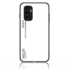 Coque Rebord Contour Silicone et Vitre Miroir Housse Etui Degrade Arc en Ciel LS1 pour Vivo Y75 4G Blanc