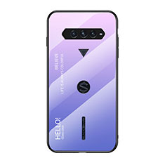 Coque Rebord Contour Silicone et Vitre Miroir Housse Etui Degrade Arc en Ciel LS1 pour Xiaomi Black Shark 4 Pro 5G Violet Clair