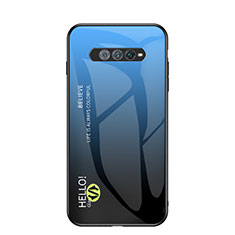 Coque Rebord Contour Silicone et Vitre Miroir Housse Etui Degrade Arc en Ciel LS1 pour Xiaomi Black Shark 4S 5G Bleu