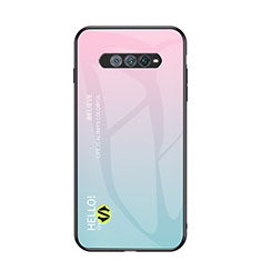 Coque Rebord Contour Silicone et Vitre Miroir Housse Etui Degrade Arc en Ciel LS1 pour Xiaomi Black Shark 4S 5G Cyan