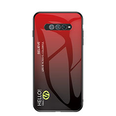 Coque Rebord Contour Silicone et Vitre Miroir Housse Etui Degrade Arc en Ciel LS1 pour Xiaomi Black Shark 4S 5G Rouge