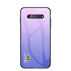 Coque Rebord Contour Silicone et Vitre Miroir Housse Etui Degrade Arc en Ciel LS1 pour Xiaomi Black Shark 4S 5G Violet Clair