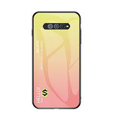 Coque Rebord Contour Silicone et Vitre Miroir Housse Etui Degrade Arc en Ciel LS1 pour Xiaomi Black Shark 4S Pro 5G Jaune