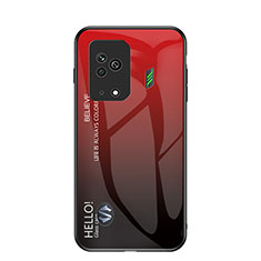 Coque Rebord Contour Silicone et Vitre Miroir Housse Etui Degrade Arc en Ciel LS1 pour Xiaomi Black Shark 5 5G Rouge