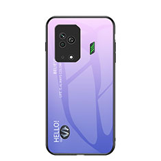 Coque Rebord Contour Silicone et Vitre Miroir Housse Etui Degrade Arc en Ciel LS1 pour Xiaomi Black Shark 5 5G Violet Clair