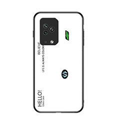 Coque Rebord Contour Silicone et Vitre Miroir Housse Etui Degrade Arc en Ciel LS1 pour Xiaomi Black Shark 5 Pro 5G Blanc