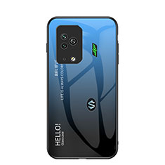 Coque Rebord Contour Silicone et Vitre Miroir Housse Etui Degrade Arc en Ciel LS1 pour Xiaomi Black Shark 5 Pro 5G Bleu