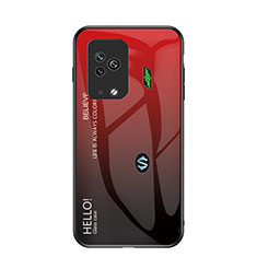 Coque Rebord Contour Silicone et Vitre Miroir Housse Etui Degrade Arc en Ciel LS1 pour Xiaomi Black Shark 5 Pro 5G Rouge