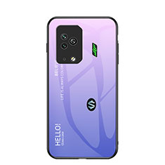 Coque Rebord Contour Silicone et Vitre Miroir Housse Etui Degrade Arc en Ciel LS1 pour Xiaomi Black Shark 5 Pro 5G Violet Clair