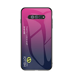 Coque Rebord Contour Silicone et Vitre Miroir Housse Etui Degrade Arc en Ciel LS1 pour Xiaomi Black Shark 5 RS 5G Rose Rouge