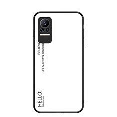 Coque Rebord Contour Silicone et Vitre Miroir Housse Etui Degrade Arc en Ciel LS1 pour Xiaomi Civi 1S 5G Blanc