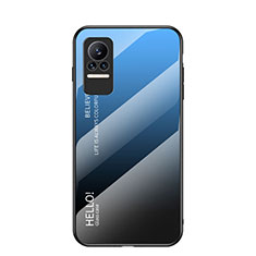 Coque Rebord Contour Silicone et Vitre Miroir Housse Etui Degrade Arc en Ciel LS1 pour Xiaomi Civi 1S 5G Bleu