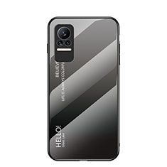 Coque Rebord Contour Silicone et Vitre Miroir Housse Etui Degrade Arc en Ciel LS1 pour Xiaomi Civi 1S 5G Gris Fonce