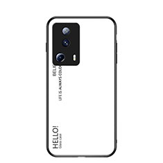 Coque Rebord Contour Silicone et Vitre Miroir Housse Etui Degrade Arc en Ciel LS1 pour Xiaomi Civi 2 5G Blanc