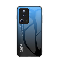 Coque Rebord Contour Silicone et Vitre Miroir Housse Etui Degrade Arc en Ciel LS1 pour Xiaomi Civi 2 5G Bleu