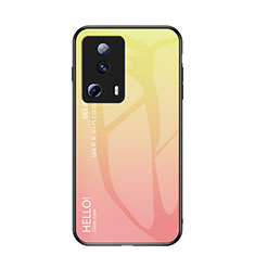 Coque Rebord Contour Silicone et Vitre Miroir Housse Etui Degrade Arc en Ciel LS1 pour Xiaomi Civi 2 5G Jaune