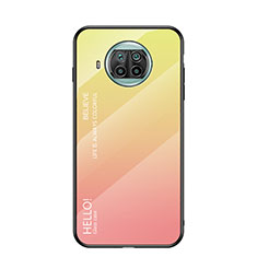 Coque Rebord Contour Silicone et Vitre Miroir Housse Etui Degrade Arc en Ciel LS1 pour Xiaomi Mi 10i 5G Jaune