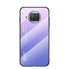 Coque Rebord Contour Silicone et Vitre Miroir Housse Etui Degrade Arc en Ciel LS1 pour Xiaomi Mi 10i 5G Violet Clair