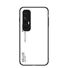 Coque Rebord Contour Silicone et Vitre Miroir Housse Etui Degrade Arc en Ciel LS1 pour Xiaomi Mi 10S 5G Blanc