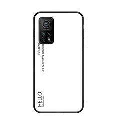 Coque Rebord Contour Silicone et Vitre Miroir Housse Etui Degrade Arc en Ciel LS1 pour Xiaomi Mi 10T Pro 5G Blanc