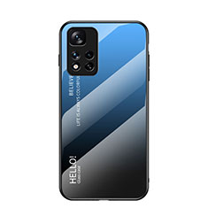 Coque Rebord Contour Silicone et Vitre Miroir Housse Etui Degrade Arc en Ciel LS1 pour Xiaomi Mi 11i 5G (2022) Bleu