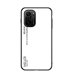 Coque Rebord Contour Silicone et Vitre Miroir Housse Etui Degrade Arc en Ciel LS1 pour Xiaomi Mi 11X 5G Blanc