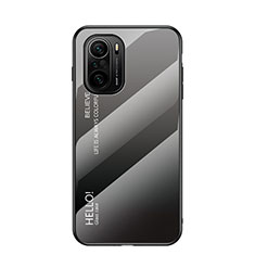 Coque Rebord Contour Silicone et Vitre Miroir Housse Etui Degrade Arc en Ciel LS1 pour Xiaomi Mi 11X 5G Gris Fonce