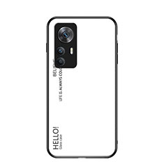 Coque Rebord Contour Silicone et Vitre Miroir Housse Etui Degrade Arc en Ciel LS1 pour Xiaomi Mi 12T Pro 5G Blanc