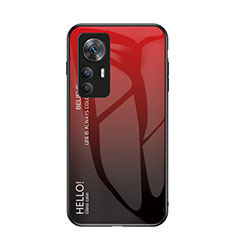 Coque Rebord Contour Silicone et Vitre Miroir Housse Etui Degrade Arc en Ciel LS1 pour Xiaomi Mi 12T Pro 5G Rouge