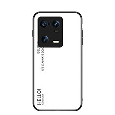 Coque Rebord Contour Silicone et Vitre Miroir Housse Etui Degrade Arc en Ciel LS1 pour Xiaomi Mi 13 Pro 5G Blanc