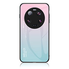 Coque Rebord Contour Silicone et Vitre Miroir Housse Etui Degrade Arc en Ciel LS1 pour Xiaomi Mi 13 Ultra 5G Cyan