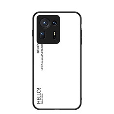 Coque Rebord Contour Silicone et Vitre Miroir Housse Etui Degrade Arc en Ciel LS1 pour Xiaomi Mi Mix 4 5G Blanc