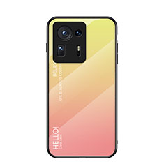 Coque Rebord Contour Silicone et Vitre Miroir Housse Etui Degrade Arc en Ciel LS1 pour Xiaomi Mi Mix 4 5G Jaune